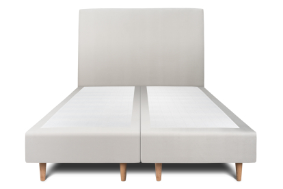 Lit 2x 100x200 cm - Sommier tapissier H35 cm + tête de lit tapissée - Tissu Velours Gris Clair