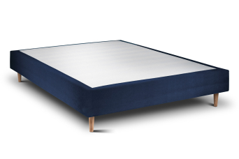 Sommier Tapissier 140x190 cm - H35 cm - Velours - Bleu océan