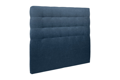 Lit 200x200 cm - Sommier à lattes H29 cm + tête de lit capitonnée - Tissu Toile natté Bleu Océan