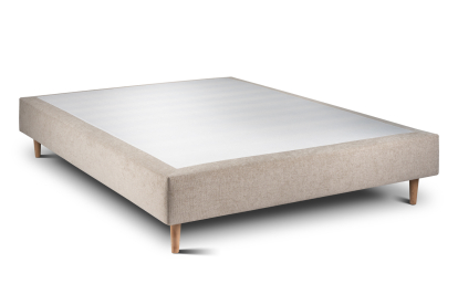 Lit 160x200 cm - Sommier tapissier H35 cm + tête de lit à lignes - Tissu Toile natté Beige Brun