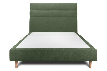 Lit 160x200 cm - Sommier tapissier H35 cm + tête de lit à lignes - Tissu Toile natté Vert Kaki