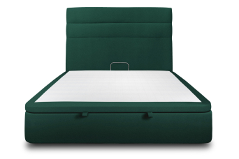 Lit coffre 180x200 cm avec Tête de lit à lignes - Tissu Velours Vert