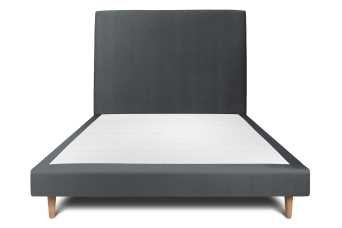 Lit 160x200 cm - Sommier tapissier H29 cm + tête de lit tapissée - Tissu Velours Gris Anthracite