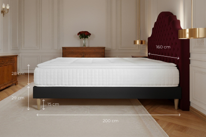 Ensemble Matelas Sommier 160x200 cm - Sommier Noir (déjà monté) - George V