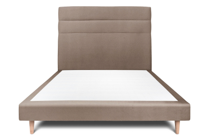 Lit 140x200 cm - Sommier tapissier H29 cm + tête de lit à lignes - Tissu Velours Taupe