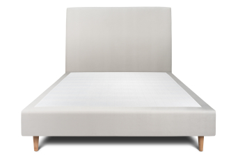Lit 140x190 cm - Sommier tapissier H35 cm + tête de lit tapissée - Tissu Velours Gris Clair
