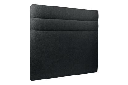 Lit 2x 100x200 cm - Sommier tapissier H29 cm + tête de lit à lignes - Tissu Bouclette Noir