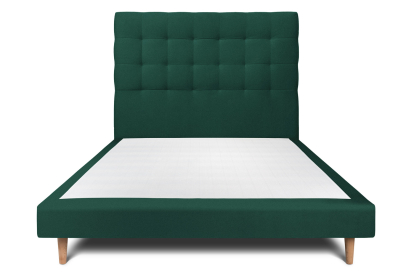 Lit 140x190 cm - Sommier tapissier H29 cm + tête de lit capitonnée - Tissu Velours Vert