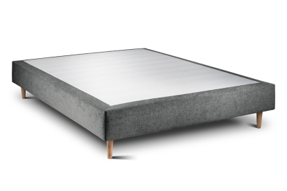 Lit 140x190 cm - Sommier tapissier H35 cm + tête de lit tapissée - Tissu Toile natté Gris Anthracite