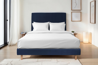 Sommier Tapissier 140x190 cm - H29 cm - Velours - Bleu océan