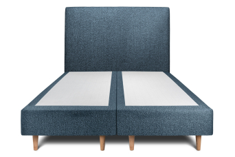 Lit 2x 100x200 cm - Sommier tapissier H35 cm + tête de lit tapissée - Tissu Bouclette Bleu