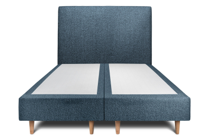 Lit 2x 100x200 cm - Sommier tapissier H35 cm + tête de lit tapissée - Tissu Bouclette Bleu