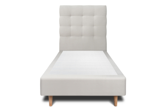 Lit 90x200 cm - Sommier tapissier H35 cm + tête de lit capitonnée - Tissu Velours Gris Clair