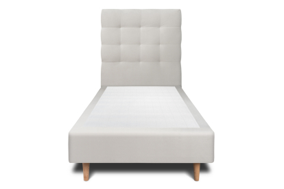 Lit 90x200 cm - Sommier tapissier H35 cm + tête de lit capitonnée - Tissu Velours Gris Clair