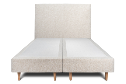 Lit 2x 100x200 cm - Sommier tapissier H35 cm + tête de lit tapissée - Tissu Bouclette Beige Clair