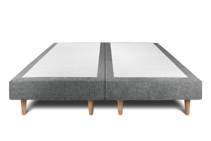 Lit 2x 100x200 cm - Sommier tapissier H29 cm + tête de lit tapissée - Tissu Toile natté Gris Anthracite