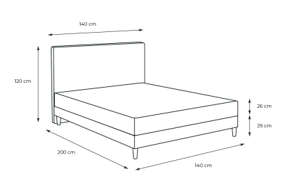 Lit 140x200 avec Sommier et Matelas - Sommier Gris + Tête de lit Capitonnée - Windsor