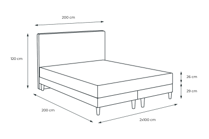 Lit 200x200 avec Sommier et Matelas - 2 Sommiers Gris + Tête de lit Capitonnée - Windsor