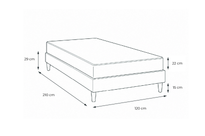 Ensemble Matelas Sommier 120x210 cm - Sommier Blanc (en kit) - Lancaster
