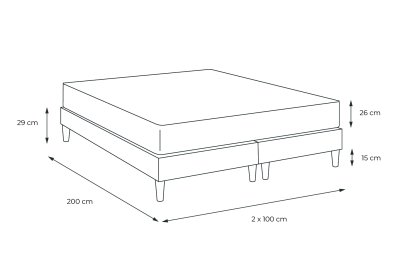 Ensemble Matelas Sommier 200x200 cm - Sommier Noir (déjà monté) - Windsor