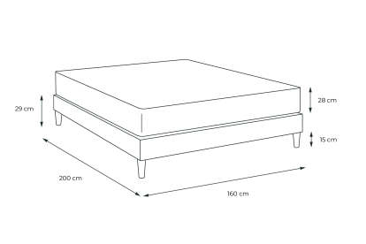 Pack lit complet 160x200 cm - Matelas + Sommier Noir + 2 oreillers + Couette - George V