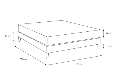 Pack lit complet 200x200 cm - Matelas + Sommier Blanc (en kit) + 2 oreillers + Couette - Windsor