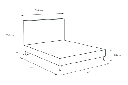 Lit 140x200 cm - Sommier tapissier H35 cm + tête de lit à lignes - Tissu Velours Gris Bleuté