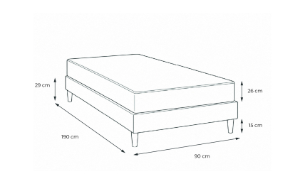 Ensemble Matelas Sommier 90x190 cm - Sommier Blanc (déjà monté) - Windsor