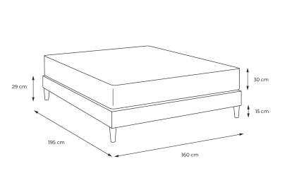 Ensemble Matelas Sommier 160x195 cm - Sommier Noir (en kit) - Buckingham