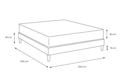 Ensemble Matelas Sommier 200x200 cm - Sommier Noir (en kit) - Buckingham