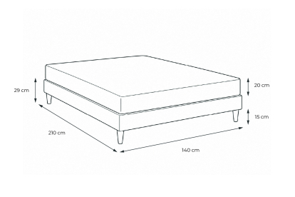 Ensemble Matelas Sommier 140x210 cm - Sommier Blanc (en kit) - Nottingham
