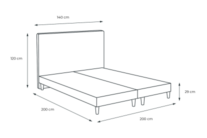 Lit 2x 100x200 cm - Sommier tapissier H29 cm + tête de lit tapissée - Tissu Toile natté Bleu Océan