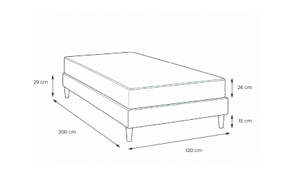 Ensemble Matelas Sommier 120x200 cm - Sommier Noir (en kit) - Windsor