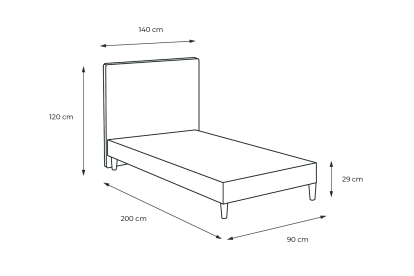 Lit 90x200 cm - Sommier tapissier H29 cm + tête de lit capitonnée - Tissu Velours Vert