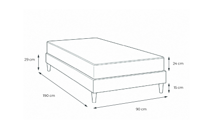 Ensemble Matelas Sommier 90x190 cm - Sommier Noir (déjà monté) - Balmoral