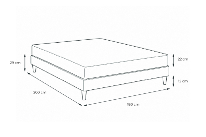 Pack lit complet 180x200 cm - Matelas + Sommier Noir (en kit) + 2 oreillers + Couette - Lancaster