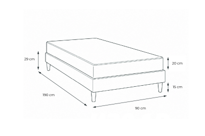 Ensemble Matelas Sommier 90x190 cm - Sommier Blanc (déjà monté) - Nottingham