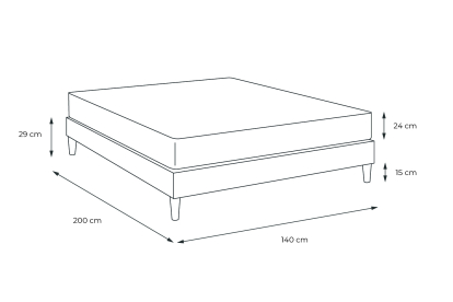 Ensemble Matelas Sommier 140x200 cm - Sommier Noir (déjà monté) - Balmoral