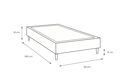 Sommier Tapissier 80x200 cm - H35 cm - Toile nattée - Beige brun