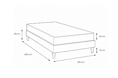 Ensemble Matelas Sommier 120x200 cm - Sommier Noir (en kit) - Nottingham