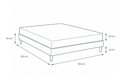 Ensemble Matelas Sommier 135x210 cm - Sommier Noir (en kit) - Nottingham