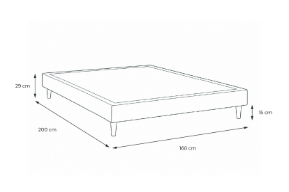 Sommier à Lattes 160x200 cm - H29 cm - Velours - Bleu océan