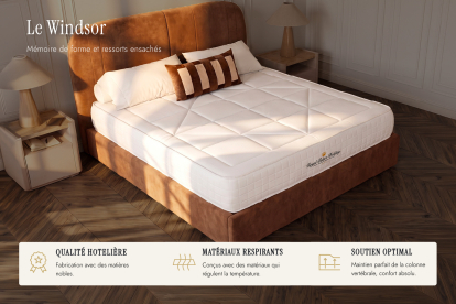 Matelas 140x200 cm Ressorts ensachés et Mémoire de forme - Windsor
