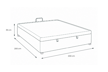Sommier Coffre 200x200 cm - Bouclette - Bleu
