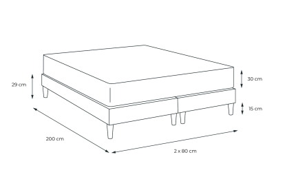 Pack lit complet 160x200 cm - Matelas + 2 Sommiers Blancs + 2 oreillers + Couette - Buckingham
