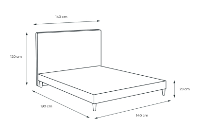 Lit 140x190 cm - Sommier tapissier H29 cm + tête de lit capitonnée - Tissu Bouclette Bleu