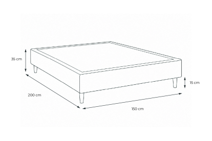 Sommier Tapissier 150x200 cm - H35 cm - Velours - Taupe