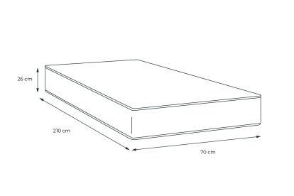 Matelas 70x210 cm Ressorts ensachés et Mémoire de forme - Windsor