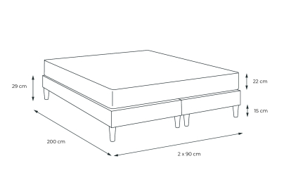 Pack lit complet 180x200 cm - Matelas + 2 Sommiers Blancs + 2 oreillers + Couette - Lancaster