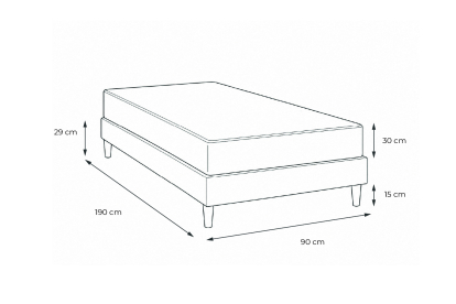 Ensemble Matelas Sommier 90x190 cm - Sommier Blanc (en kit) - Buckingham